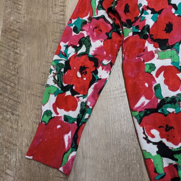 August Silk Red Roses Lightweight Cardigan Sweater - Picture 4 of 10